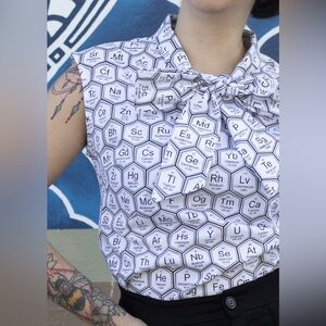 Retrolicious Periodic Table of Elements Bow Blouse Top 1X